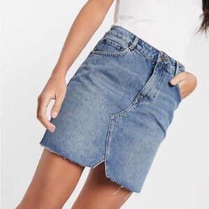 ASOS DESIGN denim pelmet skirt in midwash blue